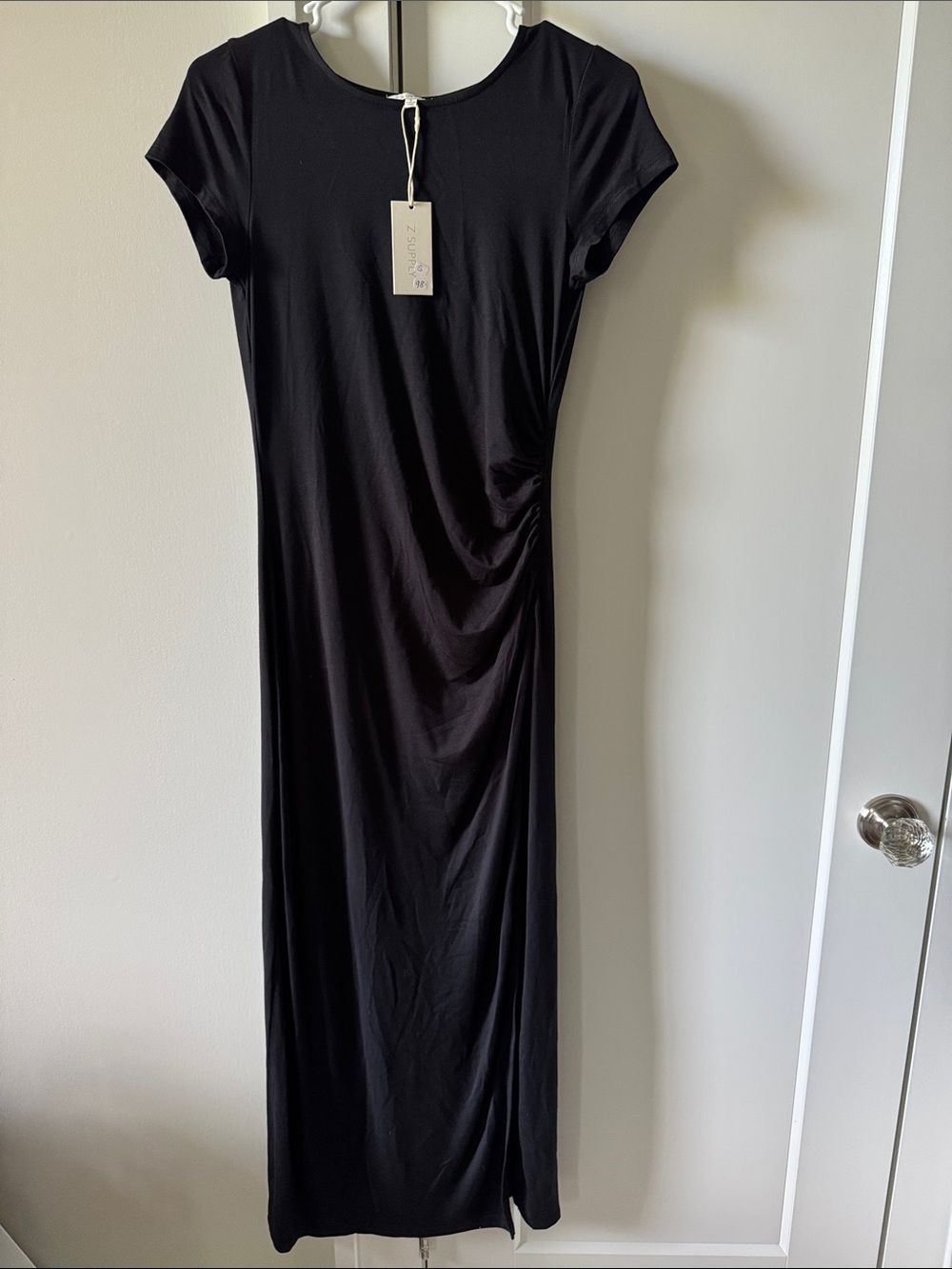 Z Supply Black Short-Sleeve Maxi Dress